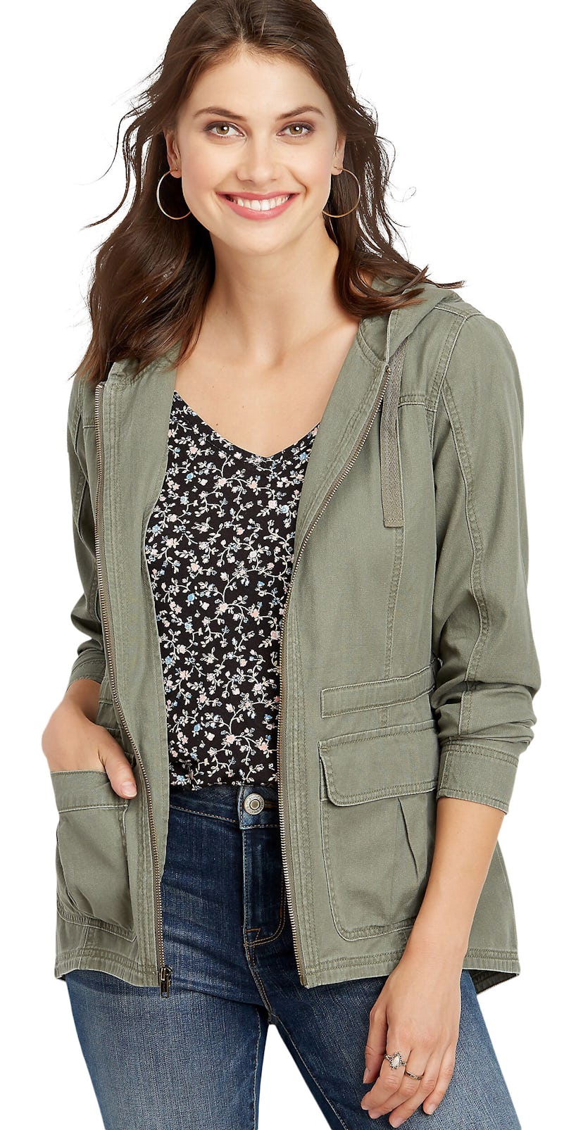Solid Hooded Anorak Jacket