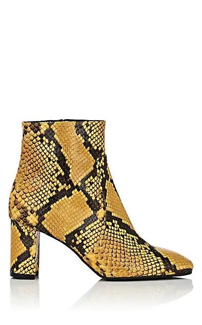 yellow snakeskin ankle boots