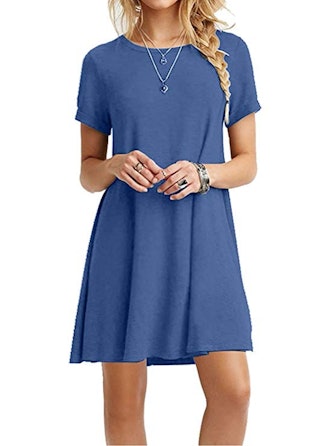 MOLERANI Women's Casual Plain Simple T-Shirt Loose Dress