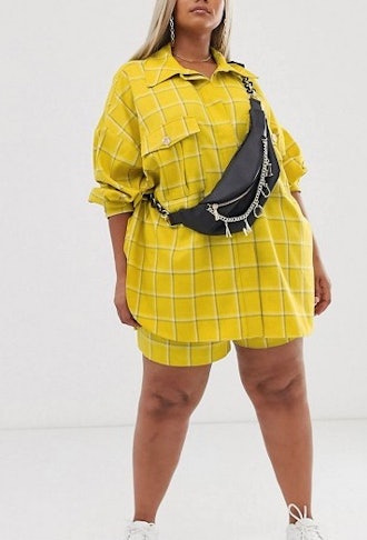 Shacket & Short Suit In Yellow Check