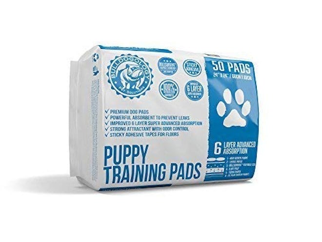 Bulldogology Premium Puppy Pee Pads with Adhesive Sticky Tape (50-Count)