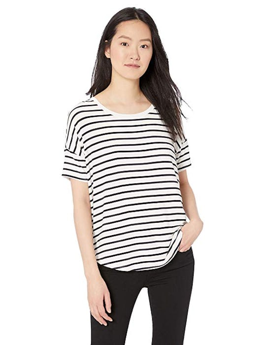 Daily Ritual Jersey Drop-Shoulder Striped Tee