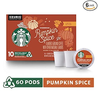Starbucks Pumpkin Spice Flavored Single-Cup Coffee for Keurig Brewers, 6 Boxes of 10