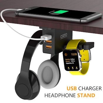 Cozzo Under Desk Headphone Stand and Charger