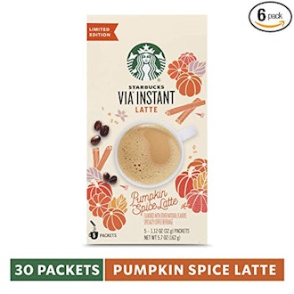 Starbucks VIA Instant Pumpkin Spice Latte, 6 Boxes of 5