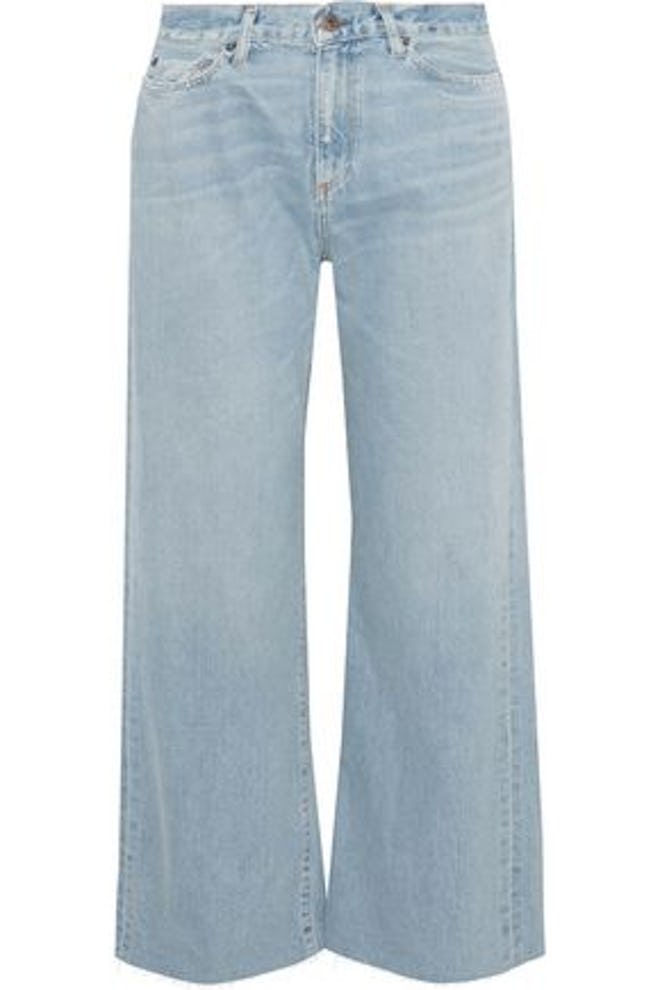 Simon Miller Wrell Distressed Mid-Rise Wide-Leg Jeans 
