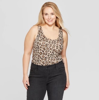 Women's Plus Size Leopard Print Scoop Neck Perfect Tank 