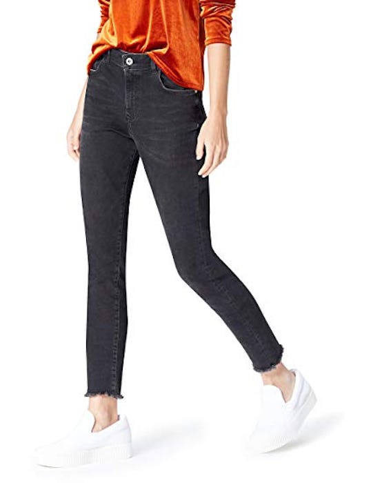 find. Frayed Hem High Rise Skinny Jeans