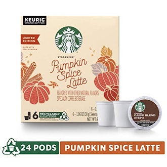 Starbucks Pumpkin Spice Caffe Latte Single-Cup Coffee for Keurig Brewers, 4 Boxes of 6