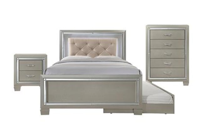 Glamour Youth Twin Platform With Trundle 3-Piece Bedroom Set