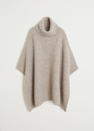 Knit Wool-Blend Poncho