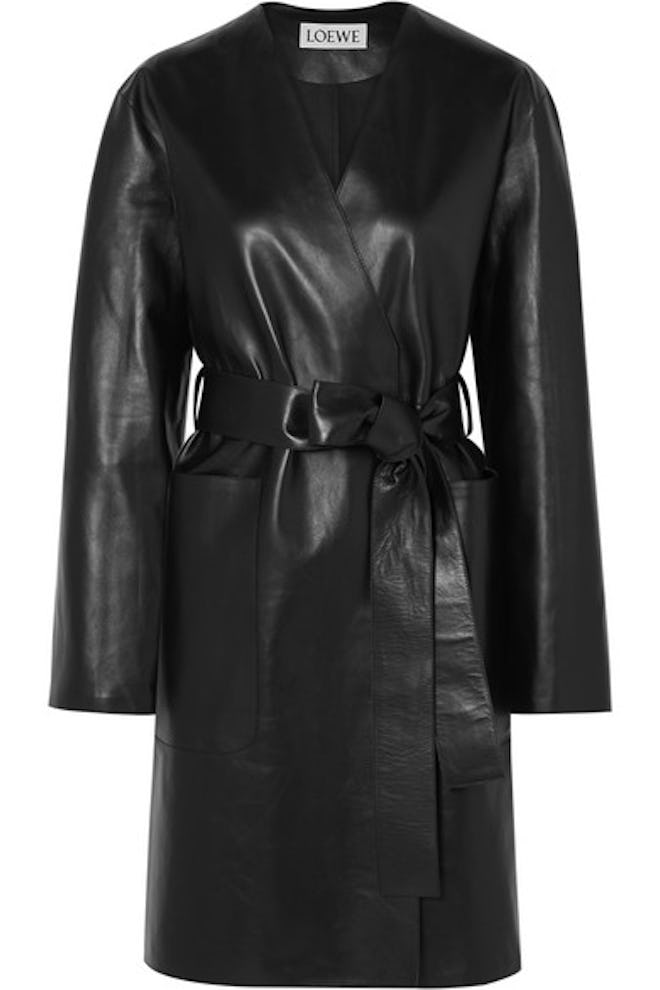 Belted Leather Coat