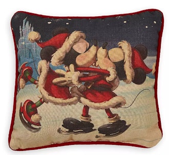  Santa Mickey and Minnie Mouse Holiday Throw Pillow