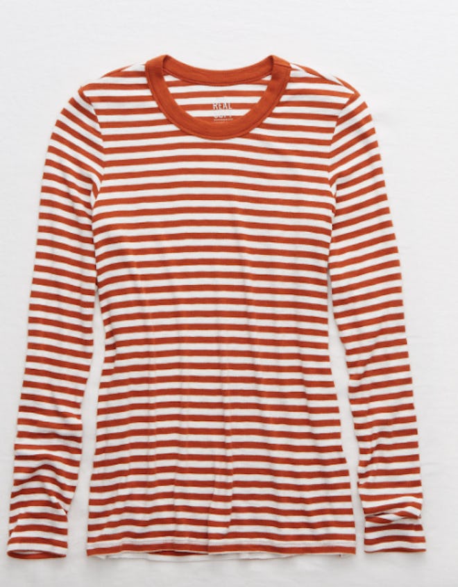 Aerie Ribbed Striped Long Sleeve T-Shirt 