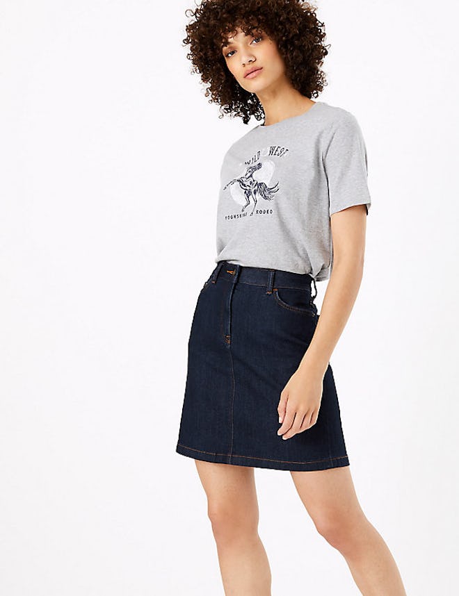 Denim A-Line Mini Skirt