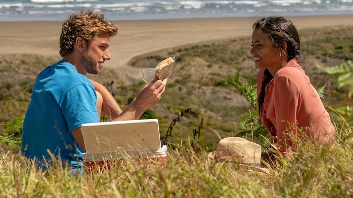 Adam Demos and Christina Milian having a picnic in 'Falling Inn Love'
