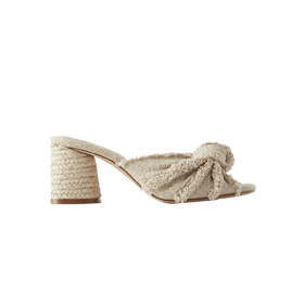 Frayed Knotted Heeled Mules 