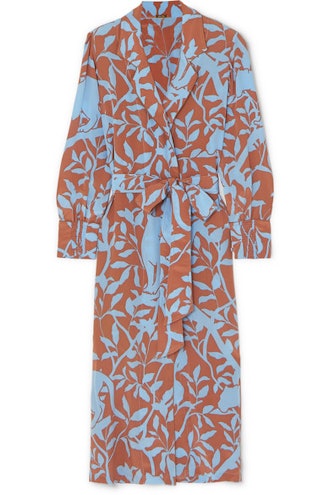 Turn On Your Mind Printed Silk Crepe De Chine Robe