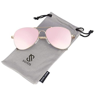  SOJOS Classic Aviator Mirrored Flat Lens Sunglasses