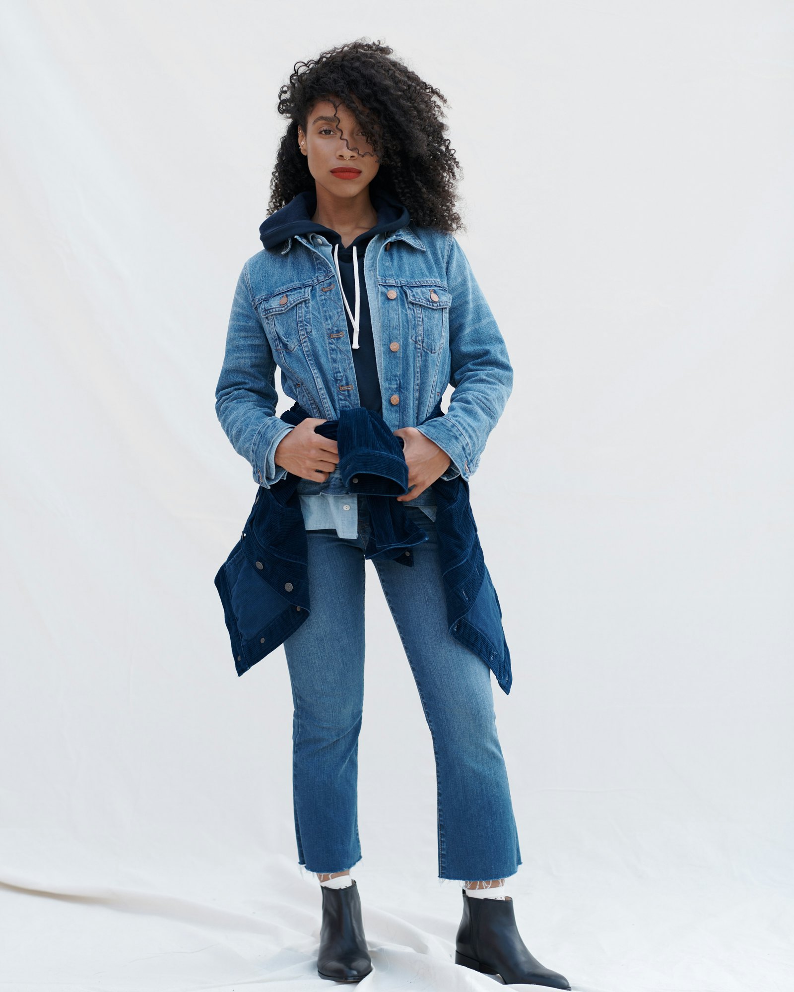 madewell denim slim coverall jumpsuit