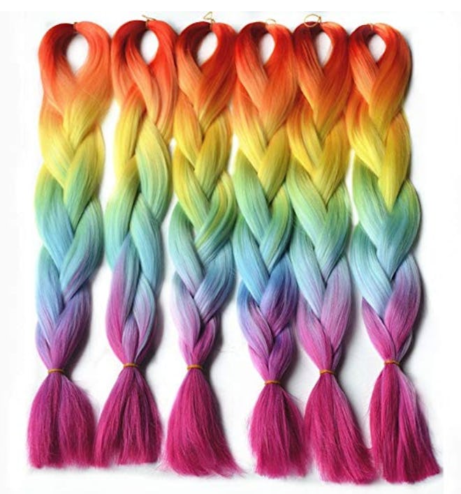 Rainbow Ombre Braiding Hair