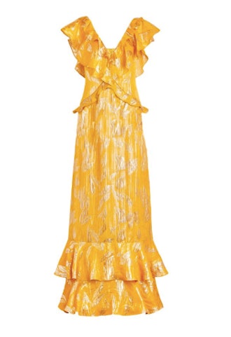 Geovana Metallic Jacquard Gown in Marigold
