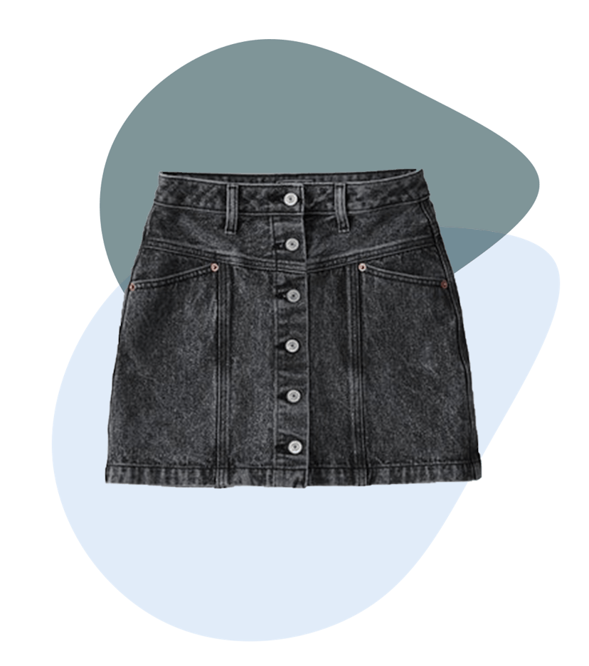  Button-Up Denim Skirt