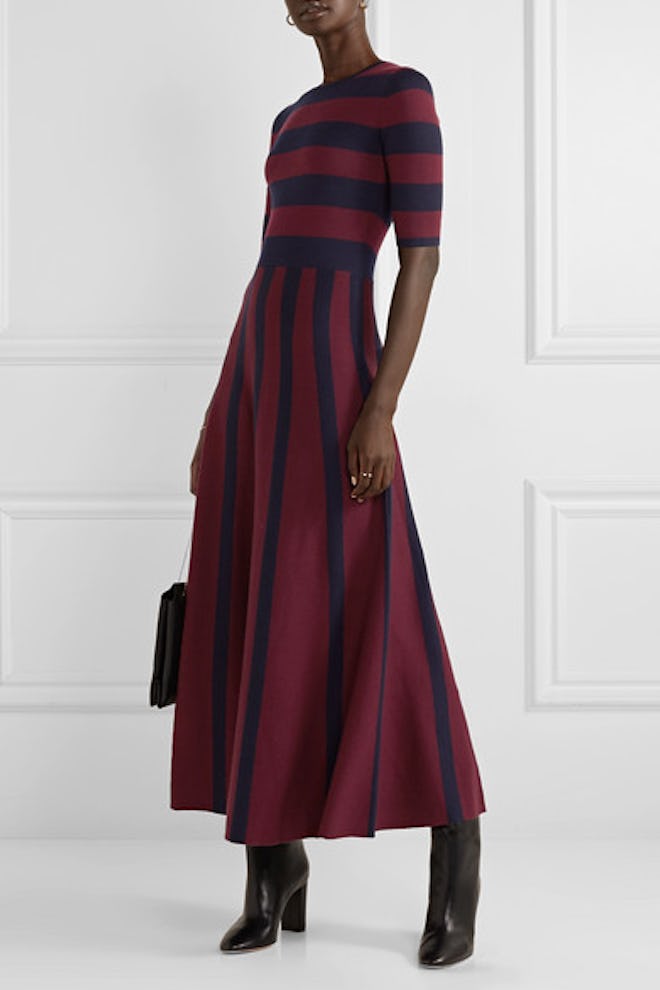 Capote Striped Merino Wool and Cashmere-Blend Maxi Dress