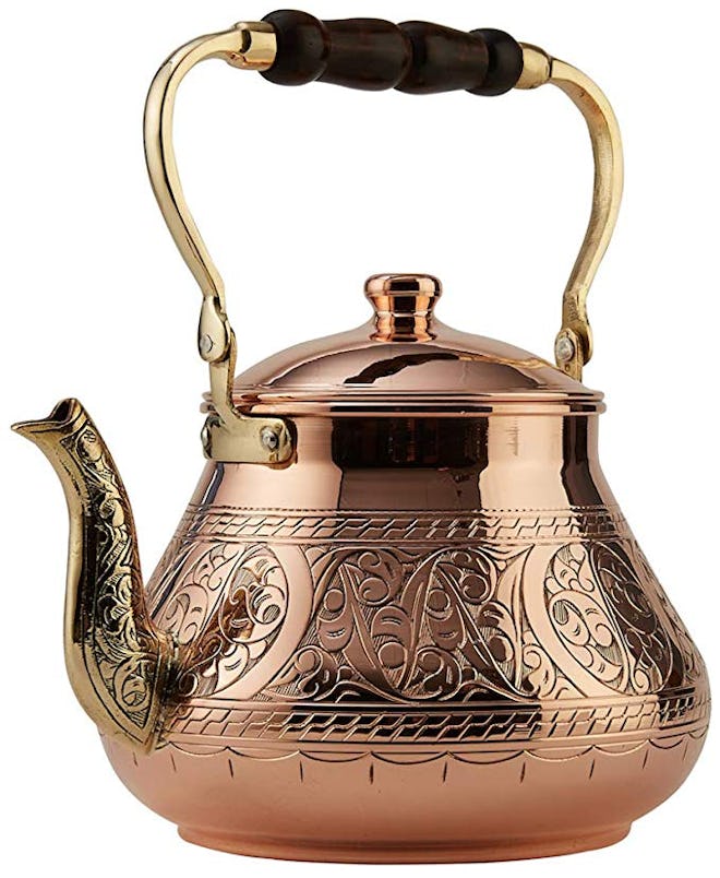 DEMMEX Heavy Gauge Turkish Copper Tea Kettle 