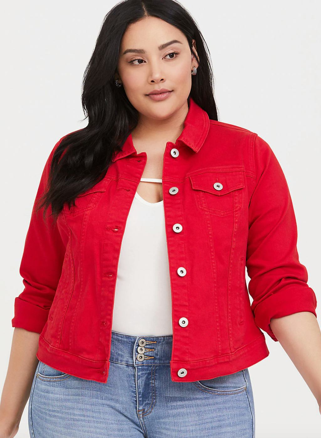faded red denim jacket