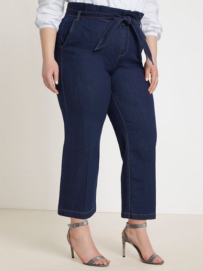 Belted Paperbag Waist Crop Wide Leg Jean