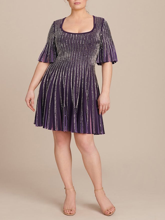 Knit Embroidered Radiant Stripe Dress