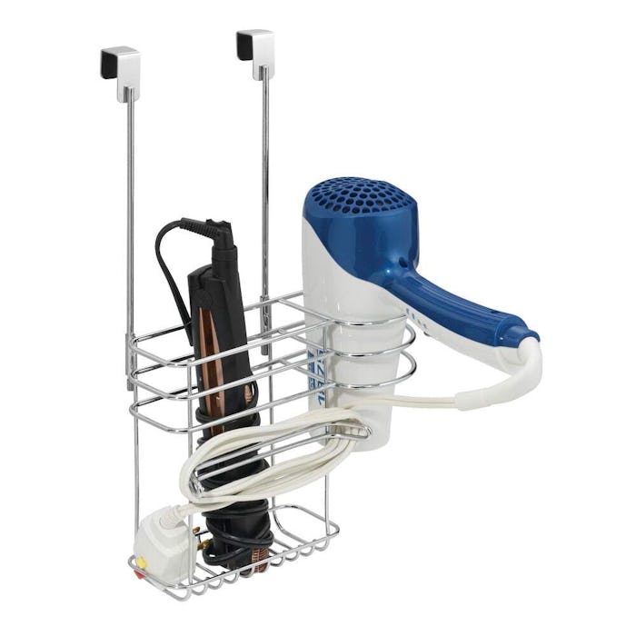 mDesign Over Door Hair Care & Styling Tool Organizer Basket