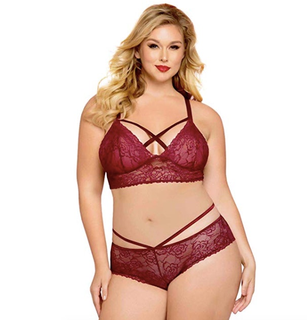 Aa Cup Small Breasts Naked - Seven Til Midnight Plus-Size Lace Bralette Set (XL - 4X)