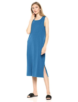 Daily Ritual Women's Lived-in Cotton Muscle-Sleeve Midi Dress