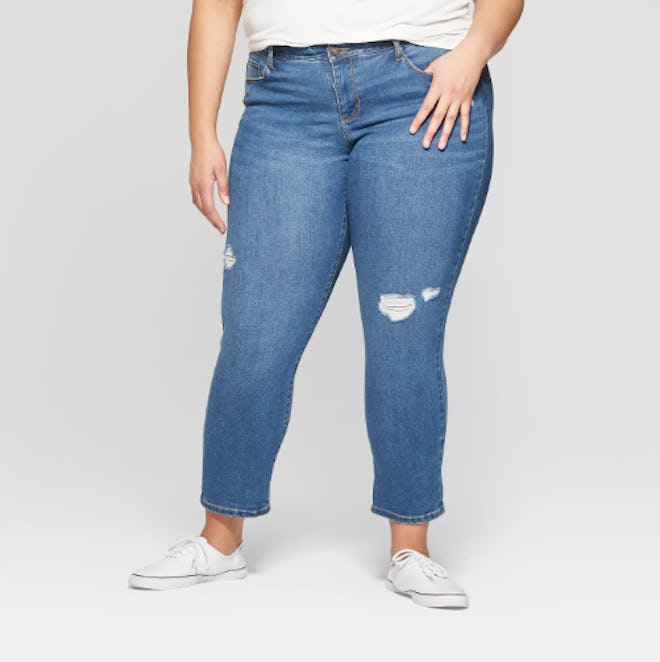 Ava & Viv Women's Plus Size Distressed Boyfriend Jeans