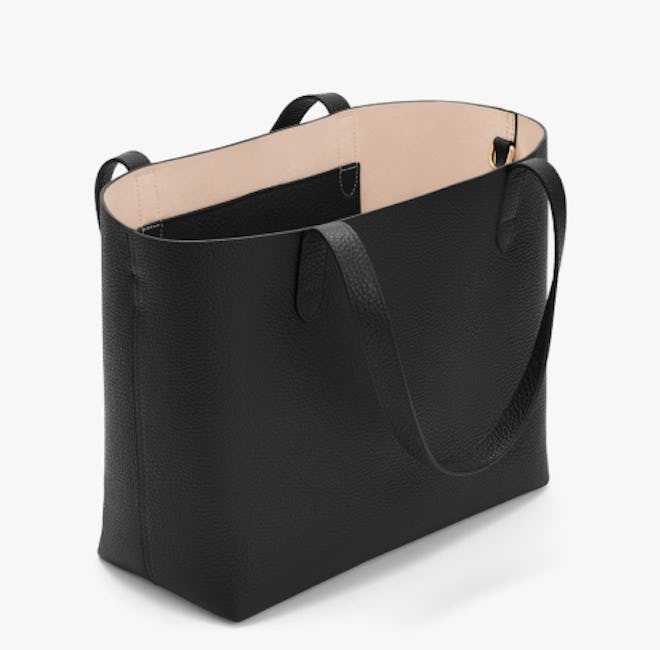 Small Structured Leather Tote - Black/Blush 