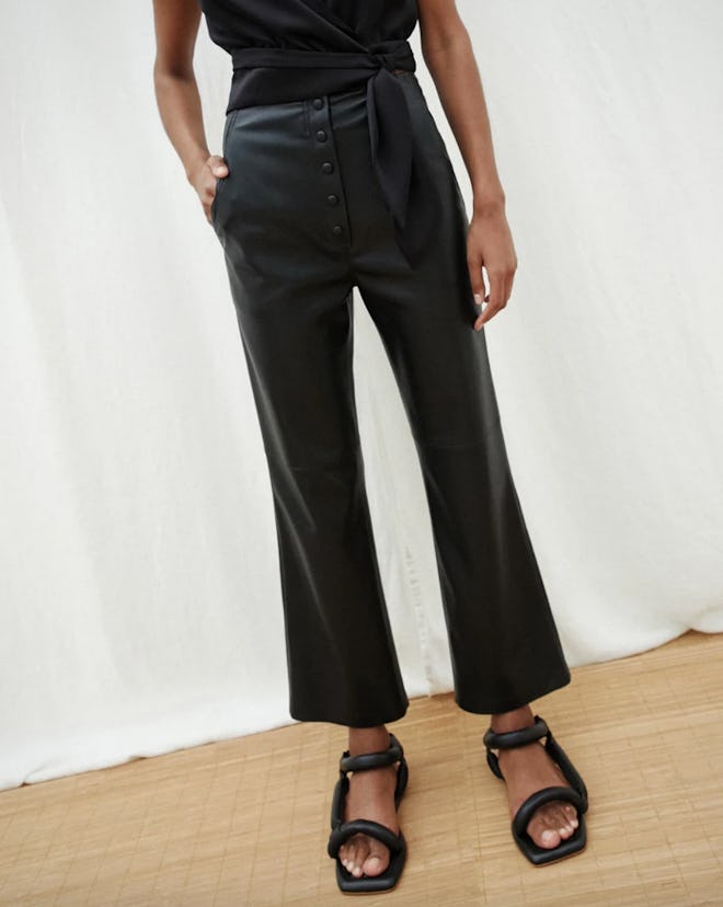 Vegan Leather Flared Western Pants