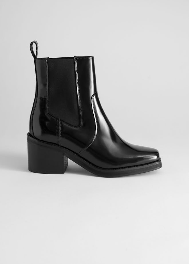 Square Toe Leather Boots