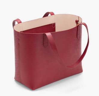 Small Structured Leather Tote - Red/Blush 