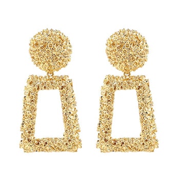 Kelmall Golden/Silver Raised Design Statement Earrings