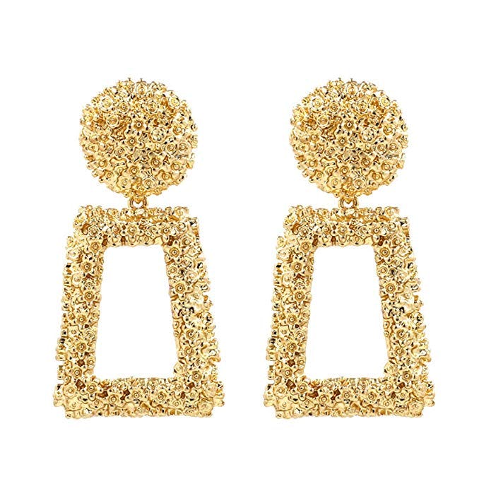 Kelmall Golden/Silver Raised Design Statement Earrings