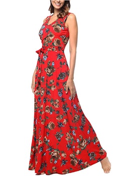 Comila Women's Summer V Neck Floral Maxi Dress