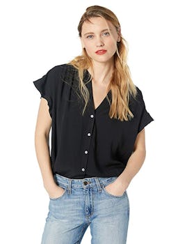 J.Crew Mercantile Women's Ruffle Sleeve Camp Shirt