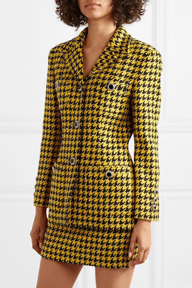 Houndstooth Wool-Blend Tweed Jacket