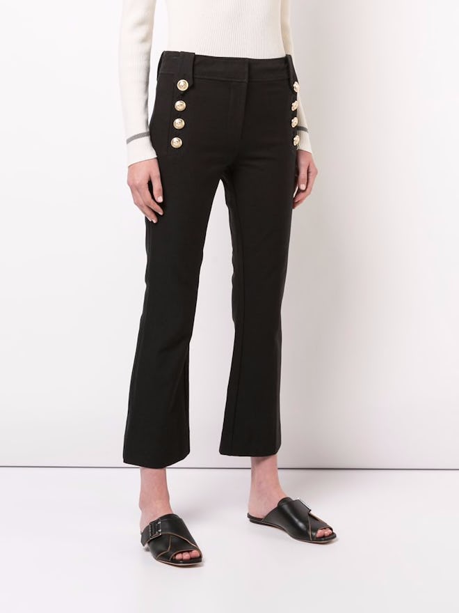 Robertson Cropped Flare Trouser With Sailor Buttons