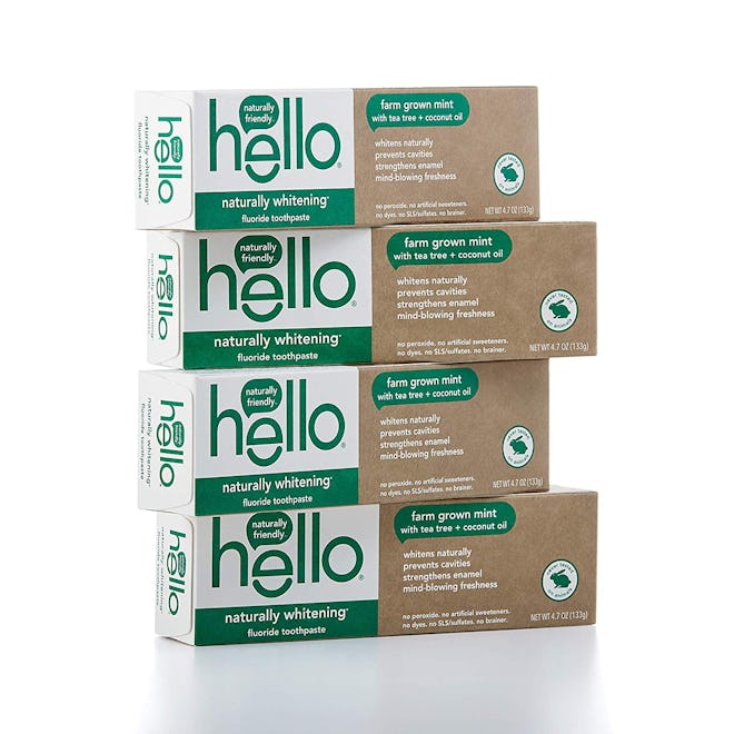 Hello Oral Care Naturally Whitening Fluoride Toothpaste, 4 Pack