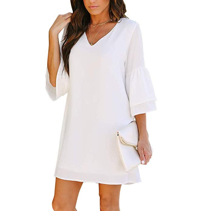 BELONGSCI Bell Sleeve Shift Dress