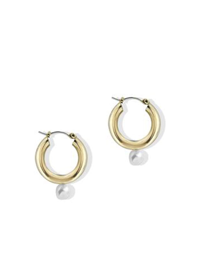 The Pearl Tube Hoop Earring