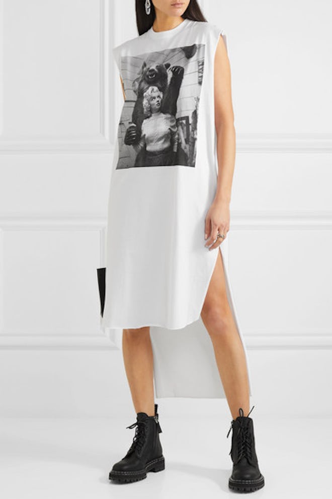 Asymmetric Printed Cotton-Jersey Dress